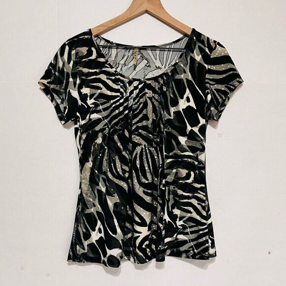Fresh Of La Short Sleeve Blouse Sz L - Picture 1 of 4